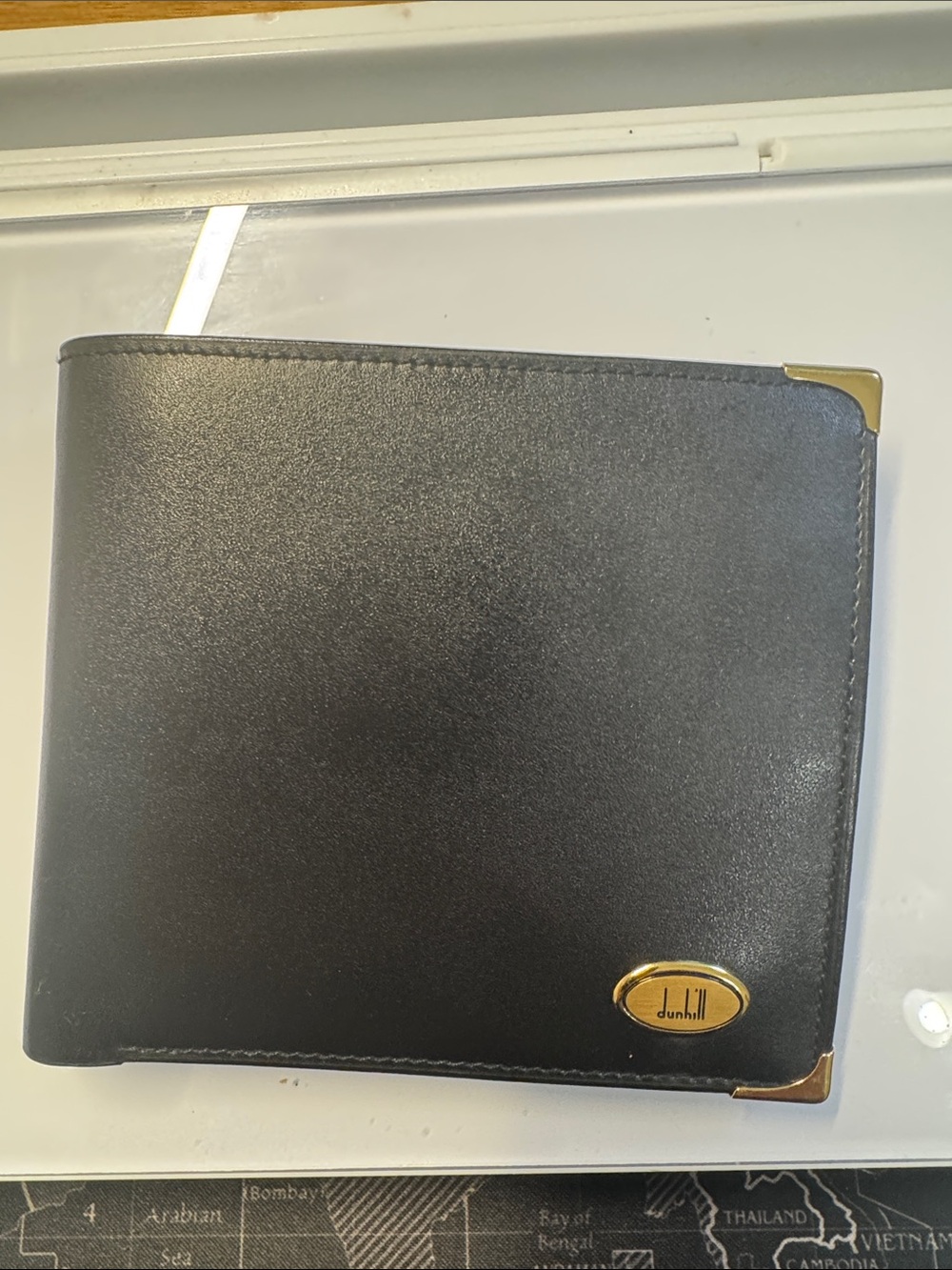 Dunhill Black Leather Wallet with Gold Hardware